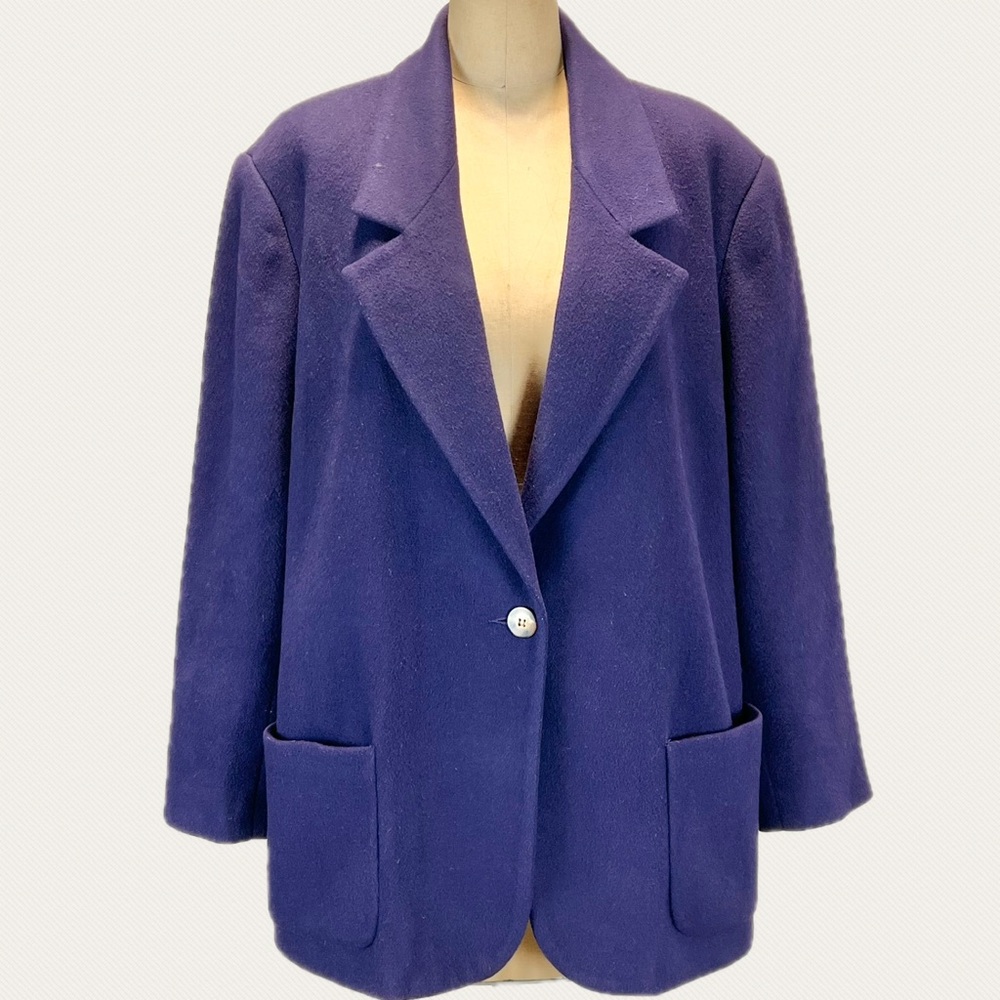 VINTAGE cashmere wool women’s blazer suit coat‎ eggplant plum purple Lands End